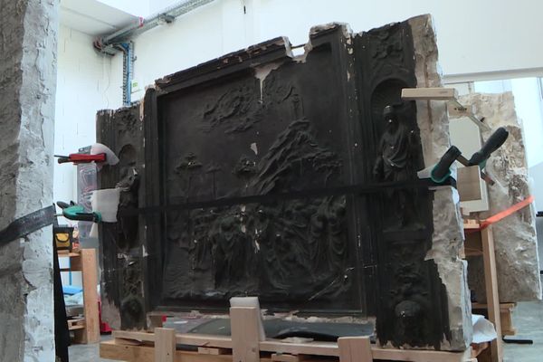 Musée des moulages de Lyon : restauration de la Porte du Paradis - avril 2024