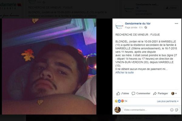 La gendarmerie du Var a lancé un appel à témoins sur sa page Facebook.