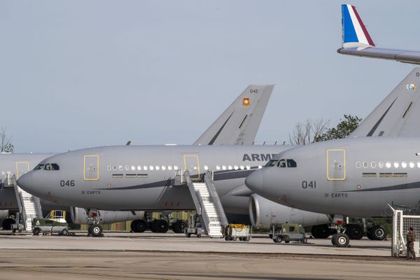 Deux avions ravitailleurs, A330 MRTT sur la base militaire d'Istres dans les bouches-du-Rhône.