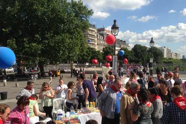 Les supporters de NKM au port de l'Arsenal près de la Bastille le dimanche 30 juin 2013.