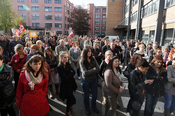 Manifestation des salaries de la Redoute à Roubaix le 22 octobre 2013