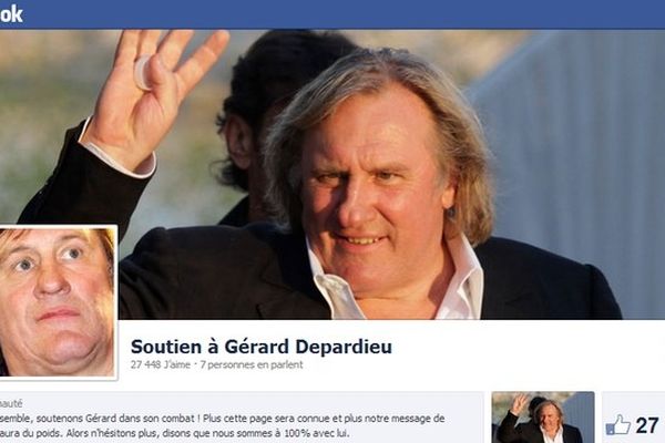 Capture d'écran de la page Facebook de soutien à Gérard Depardieu. 