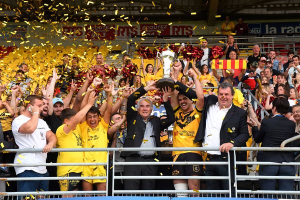 Perpignan - Carcassonne XIII remporte le coupe de France de rugby face aux Catalans - 9 juin 2019.