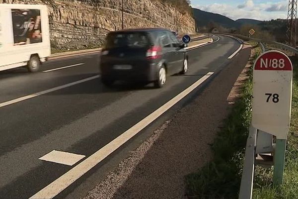 La RN.88 en Lozère. / décembre 2018.