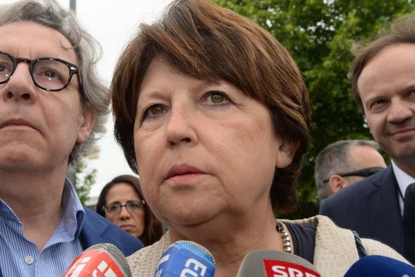 Martine Aubry et Gilles Pargneaux (à gauche), secrétaire de la fédération Nord du PS. Le 6 juin 2015