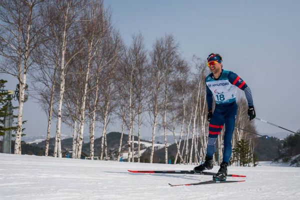 Benjamin Daviet sur le 20 km libre de ski de fond à Pyeongchang, le 12 mars 2018