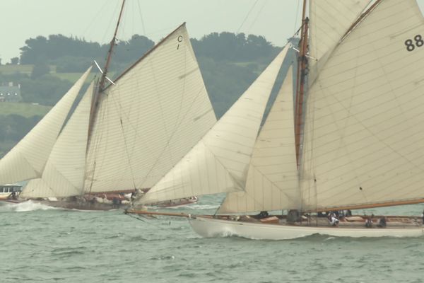 Mariquita, Moonbeam (I et IV), Lady Maud, Fyne et Pen Duick participent à la première édition de la "Brest Finistère Classic".