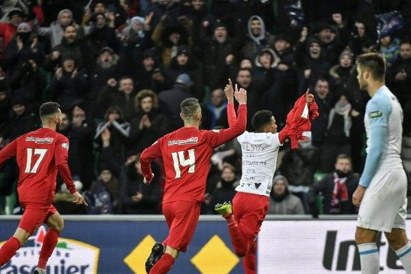 Andrézieux-Bouthéon l'emporte sur l'OM 2-0 au stade Geoffroy-Guichard, à Saint-Etienne, en 32es de finale de la Coupe de France ce dimanche 6 janvier 2019.