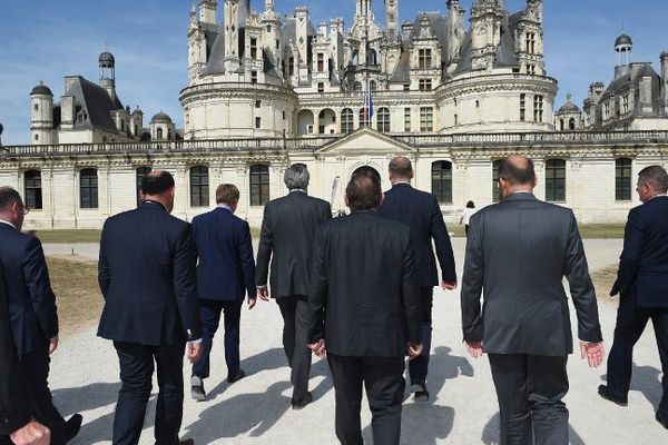 Les ministres européens de l'Agriculture se dirigent vers le Château de Chambord où se tien un sommet européen, le 2 septembre 2016.