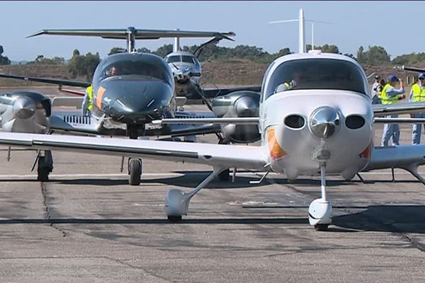 Les avions du Raid Latécoère se sont posés à Saint-Laurent-de-la-Salanque dans les Pyrénées-Orientales, pour fêter le centenaire de la 1ère ligne aéronautique de courrier postal - 27 septembre 2018