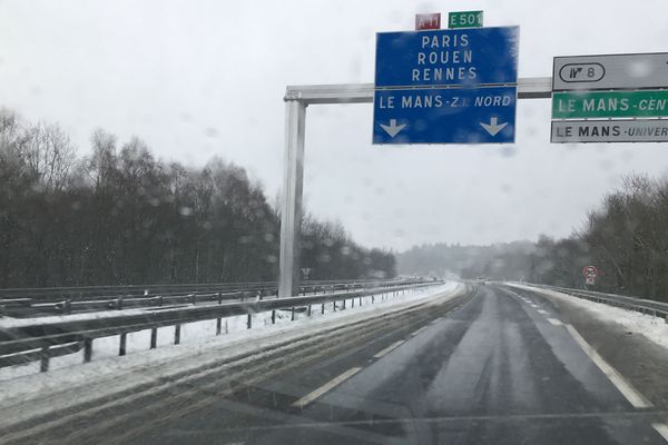 L'A11 en Sarthe le 9  février 2018 