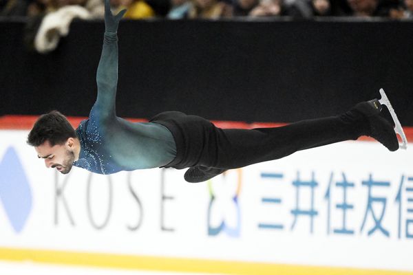 Le Grenoblois Kevin Aymoz lors du Grand Prix de Finlande de patinage artistique le 16 novembre 2024.