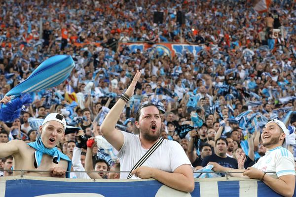 Les supporters de l'OM lors du match aller OM - Salzbourg au stade Vélodrome le 26 avril 2018.