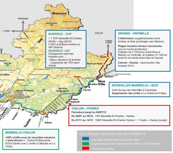 Nouveaux horaires et nouvelles dessertes pour les TER en région PACA