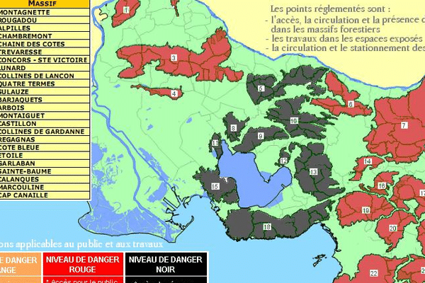 Carte d'accès aux massifs pour le 5 juillet 2016