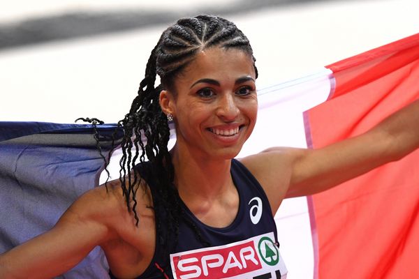 Floria Guei après sa victoire sur le 400m au championnat d'Europe à Belgrade, le 4 mars  2017