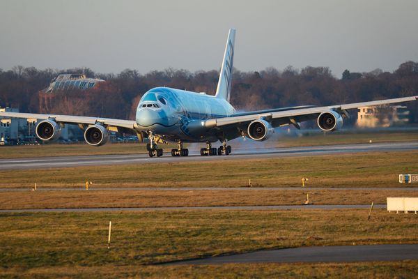 L'Airbus A380 à Hambourg le 14 février 2019.