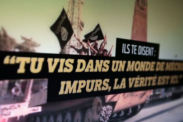 Une capture d'écran du site stop-djihadisme.fr : "Ils te disent : tu vis dans un monde de mécréants impurs, la vérité est ici"