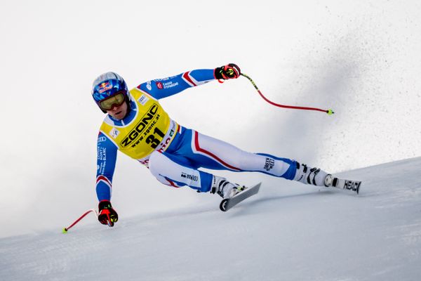 Alexis Pinturault à l'entrainement sur la piste de descente de Bormio en Italie, ce mercredi 27 décembre