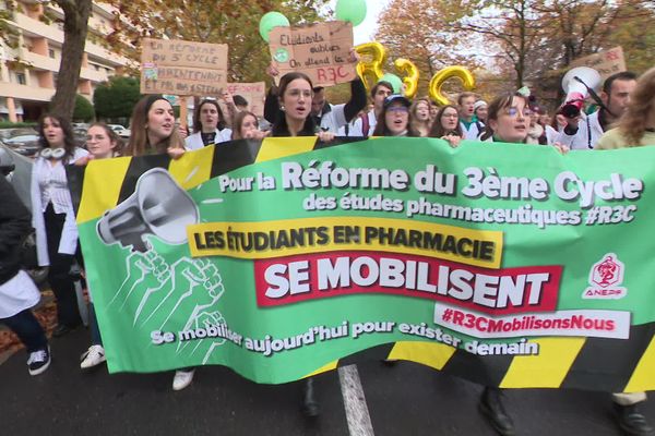 Les étudiants en pharmacie sont descendus dans la rue ce mardi 21 novembre à Toulouse.