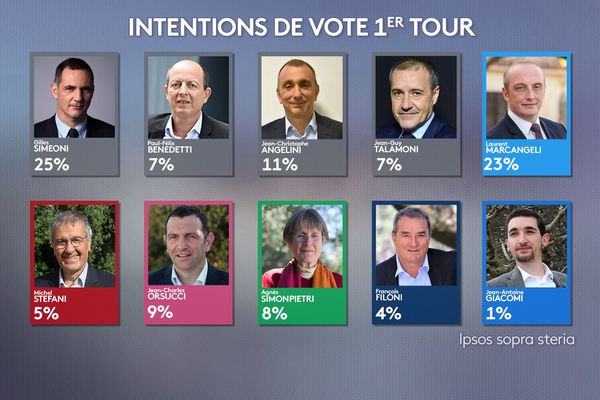 Les intentions de vote au premier tour des élections territoriales de juin 2021