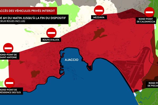 Ce dimanche 15 décembre, à partir de 6 heures du matin, l'accès à la ville d'Ajaccio sera interdit à tous les véhicules et à tous les deux-roues privés.