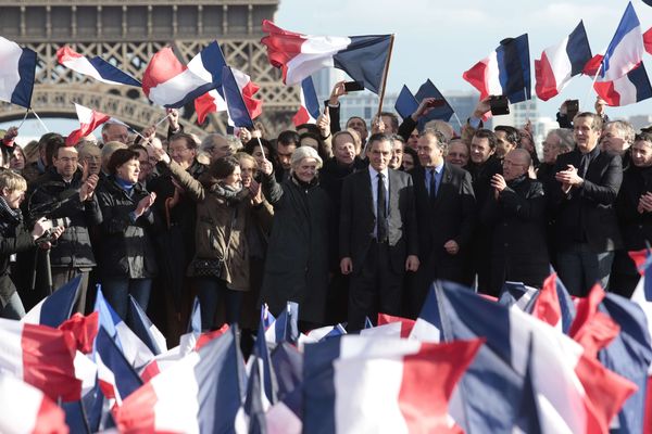 François Fillon lors du rassemblement à Paris, le dimanche 5 mars 2017