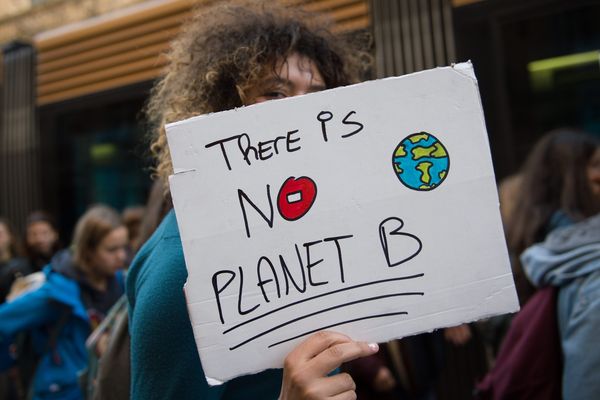 Un slogan "There is no planet B" ["Il n'y a pas de plan(ète) B"] lors d'une manifestation pour le climat