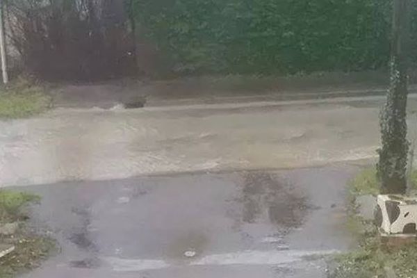 Inondations à Menneville, ce mardi.