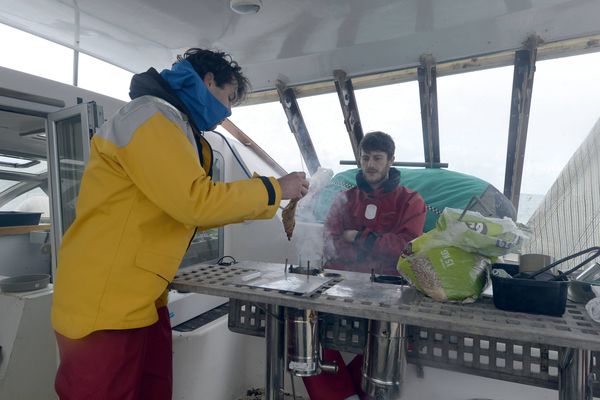 En février 2016, Corentin de Chatelperron et ses équipiers quittent la Bretagne pour un expédition d'un an et demi, à bord de Nomade des mers, leur laboratoire flottant