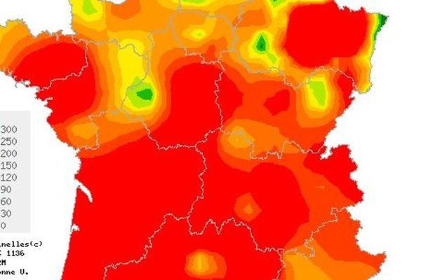 L'épidémie de gastro-entérite touche presque toute la France. Carte du réseau Sentinelles pour la dernière semaine de décembre 2019.