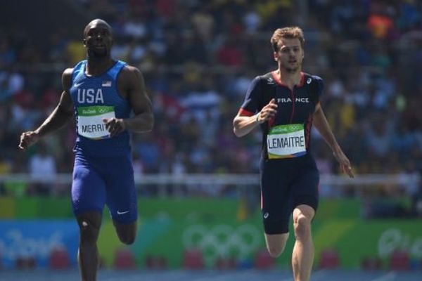 Christophe Lemaître a fini deuxième de sa série, mardi, derrière l'Américain Lashawn Merritt.