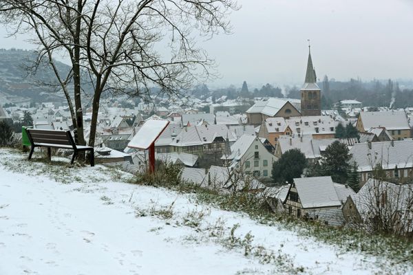 Le village de Turckheim enneigé le 23 janvier 2019.