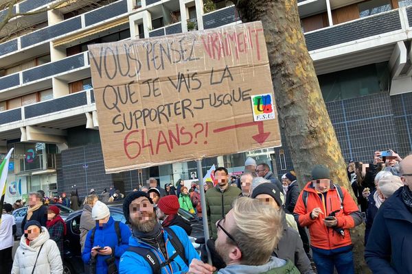 Un manifestant du cortège FSU contre la réforme des retraites, à Lille, le 19 janvier.