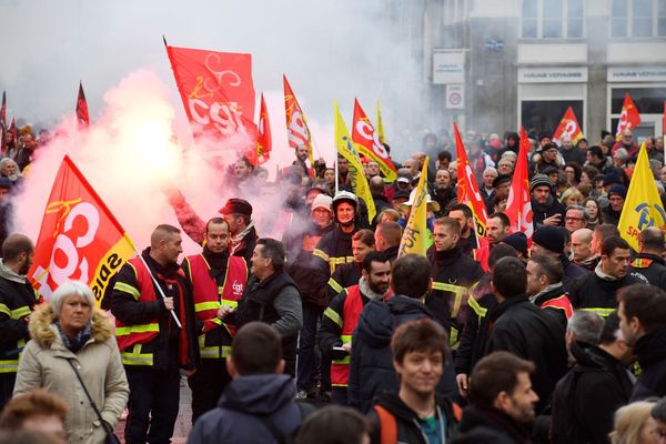 Manifestation contre la réforme des retraites en décembre 2019 à Rennes.