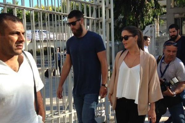 Nikola Karabatic et Géraldine Pillet à leur arrivée le 22 juin 2015