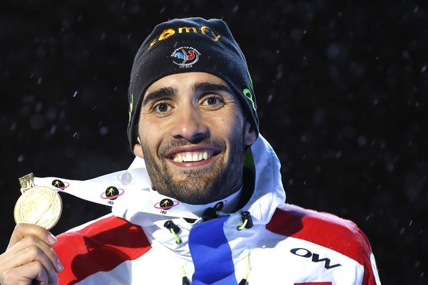  Le Catalan Martin Fourcade, champion du monde de biathlon a remporté la Poursuite aux Mondiaux à Oslo en Norvège en mars 2016