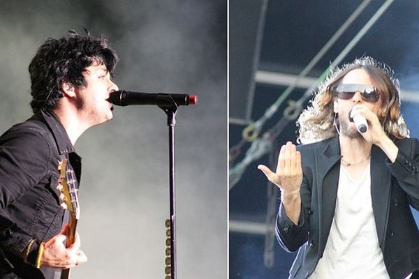 Billy Joe Armstrong de Green Day et Jared Leto de 30 Seconds to Mars, ce vendredi au Main Square Festival.