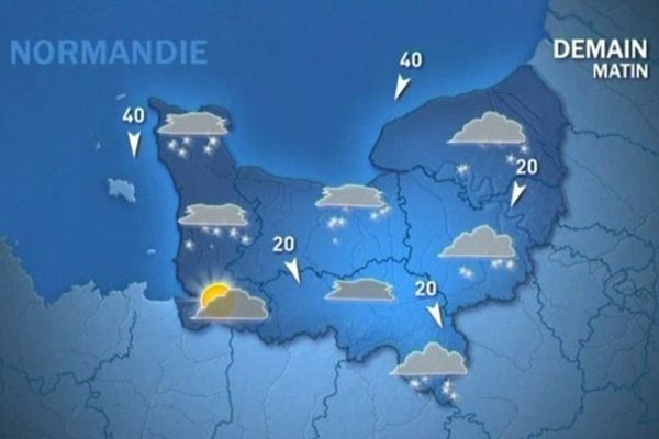 Des averses neigeuses devraient toucher la Manche, le Bessin et le sud de l'Orne ce dimanche matin