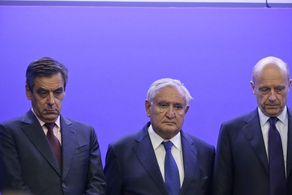 François Fillon, Jean-Pierre Raffarin et Alain Juppé en juillet 2014.