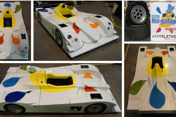 Le lot de la tombola : une voiture pour enfants inspirée de prototypes des 24H du Mans.