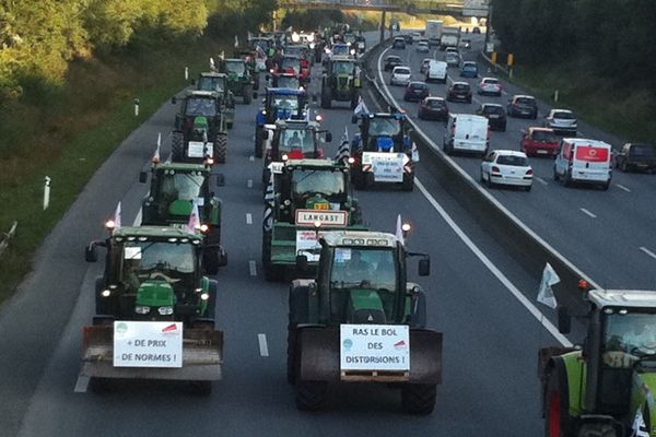 Le cortège des tracteurs sur la rocade sud de Rennes