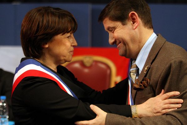 Martine Aubry et Patrick Kanner, lors d'un conseil municipal à Lille en 2008.