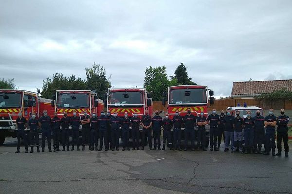 25 pompiers de Haute-Garonne, du Tarn et de l'Ariège en renfort dans l'Aude, vers Narbonne - septembre 2020.