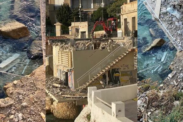 Les habitants ont photographié les gravats tombés directement dans la mer lors de la démolition du cabanon.