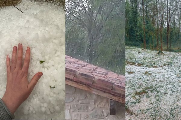 Des chutes de grêle qui ont donné un paysage de neige comme ici à Peyrignac, photos d'Estelle Boyer