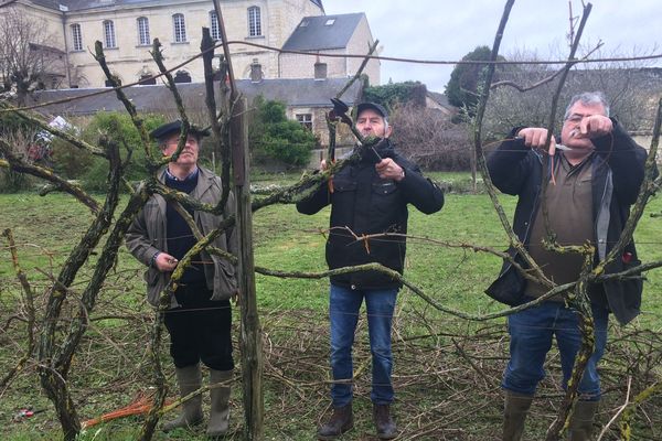 J. Lorieux, Y. Amirault et P. Gauthier ont participé à cette journée de sauvegarde des vieux cépages