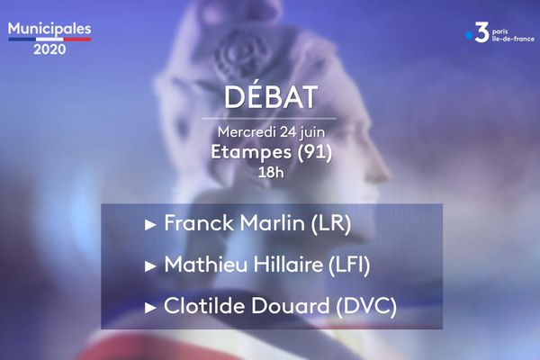 Les trois candidats Franck Marlin (LR), Mathieu Hillaire (LFI) et Clotilde Douard (DVC) débattent sur France 3 Paris Ile-de-France.