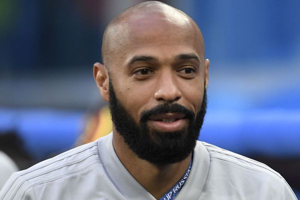 Thierry Henry alors assistant de l'entraîneur de l'équipe belge lors de la rencontre Belgique France en Russie ( 10 juillet 2018 )