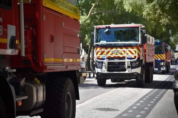 Les véhicules d'intervention des pompiers du Gard.